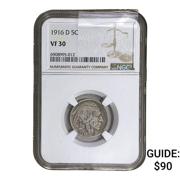 1916-D Buffalo Nickel NGC VF30