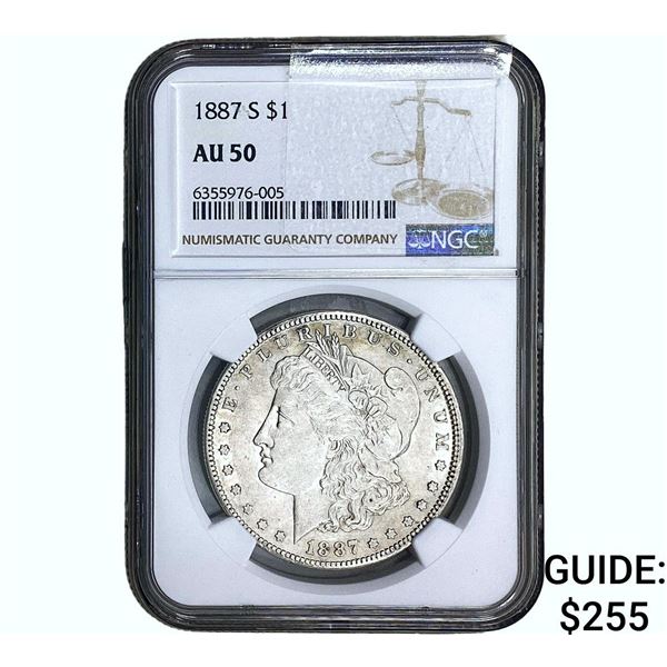 1887-S Morgan Silver Dollar NGC AU50