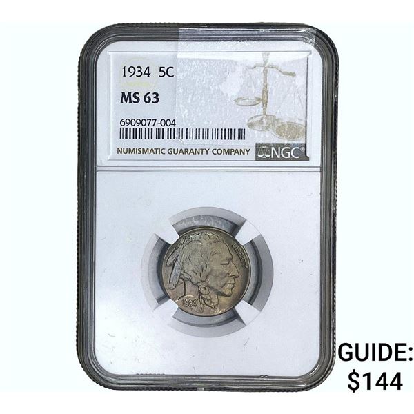 1934 Buffalo Nickel NGC MS63