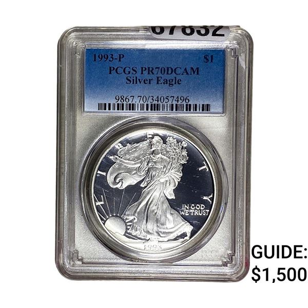 1993-P American Silver Eagle 1oz PCGS PR70 DCAM