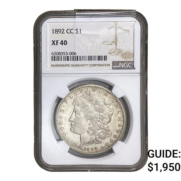 1892-CC Morgan Silver Dollar NGC XF40