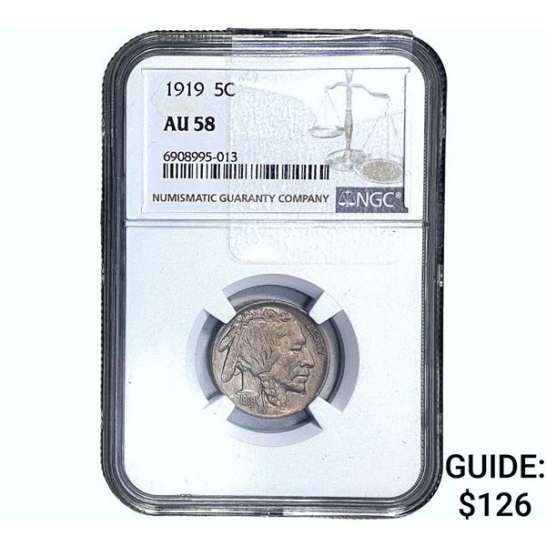 1919 Buffalo Nickel NGC AU58