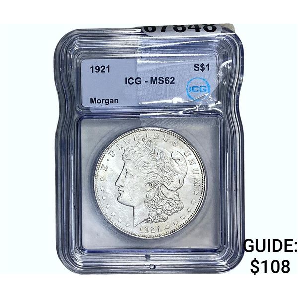 1921 Morgan Silver Dollar ICG MS62