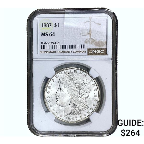 1887 Morgan Silver Dollar NGC MS64