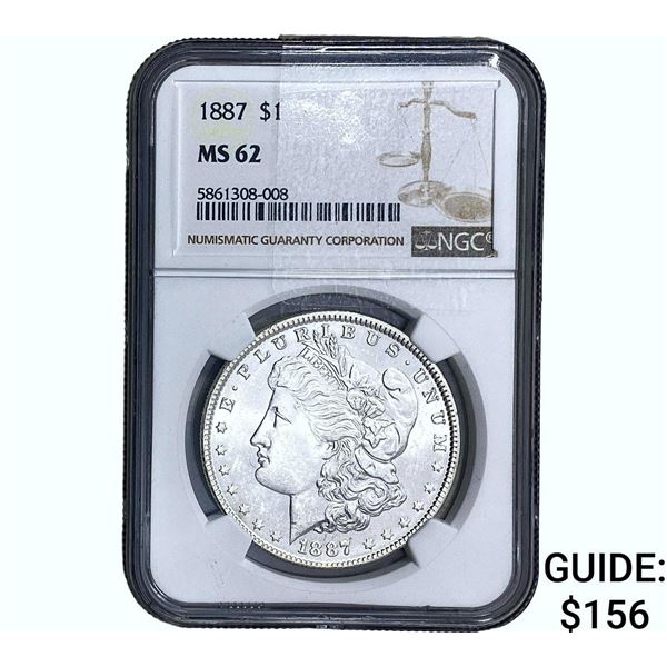 1887 Morgan Silver Dollar NGC MS62