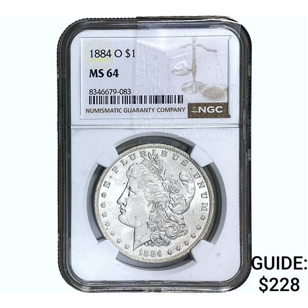 1884-O Morgan Silver Dollar NGC MS64