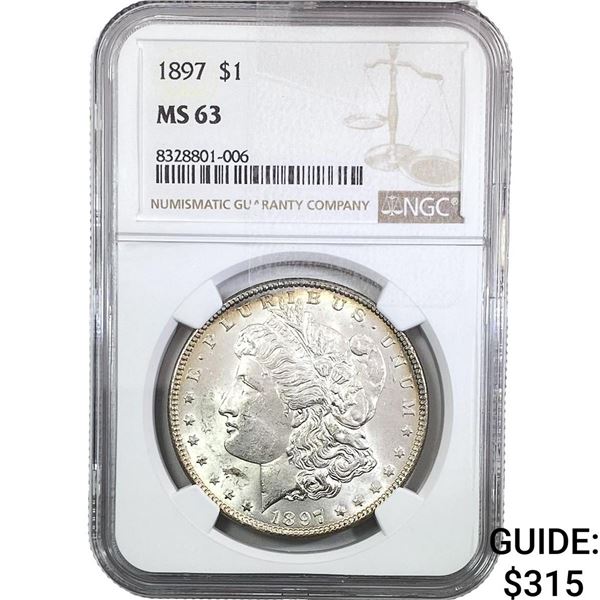 1897 Morgan Silver Dollar NGC MS63