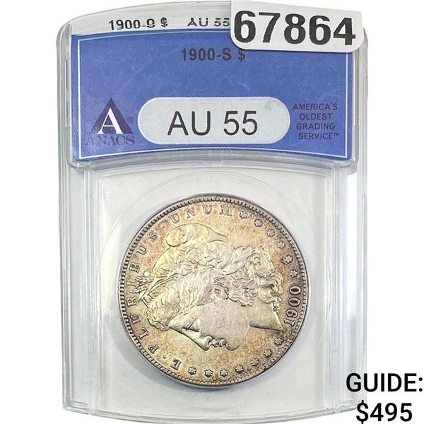 1900-S Morgan Silver Dollar ANACS AU55 Rattler