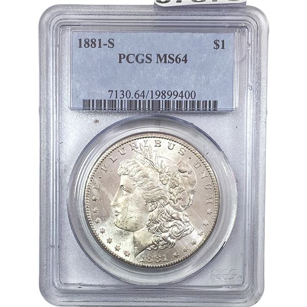 1881-S Morgan Silver Dollar PCGS MS64