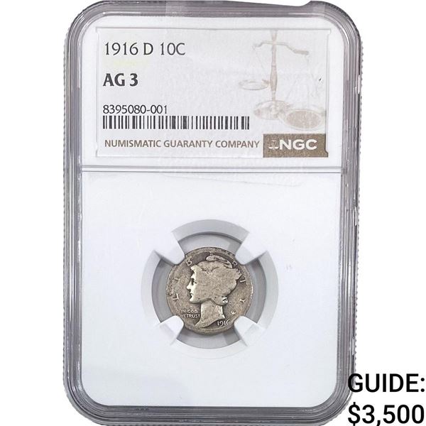 1916-D Mercury Silver Dime NGC AG3