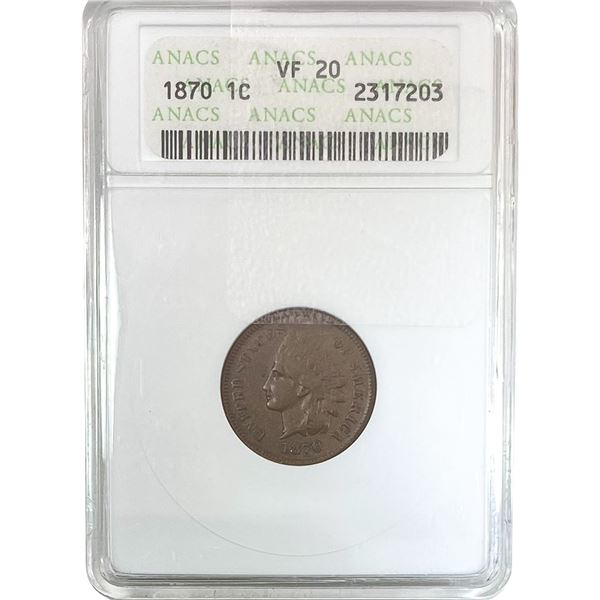 1870 Indian Head Cent ANACS VF20
