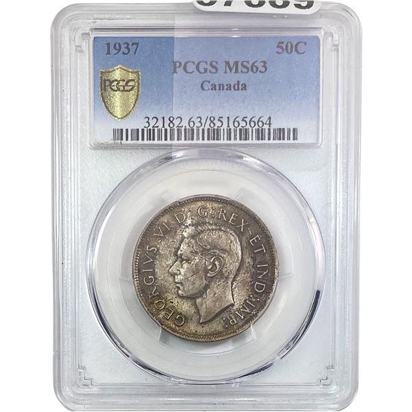 1937 Canada Georgvis VI Silver 50C PCGS MS63