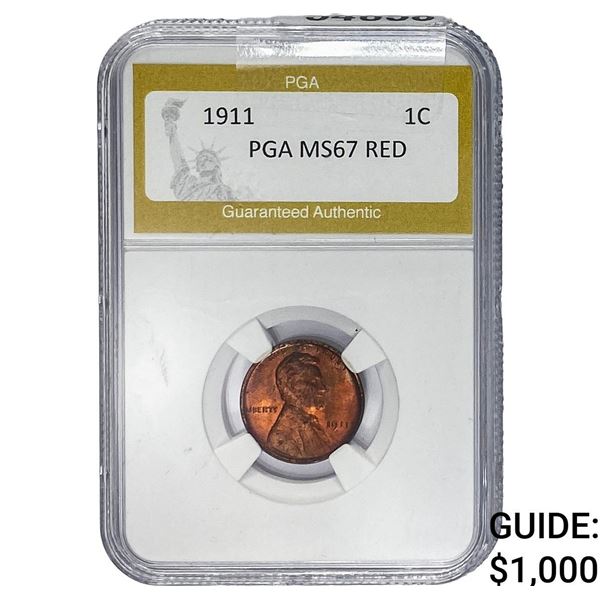 1911 Wheat Cent PGA MS67 Red