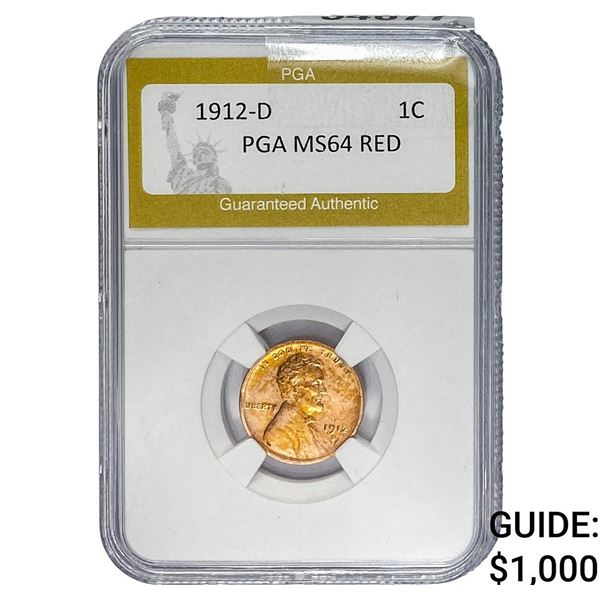 1912-D Wheat Cent PGA MS64 Red