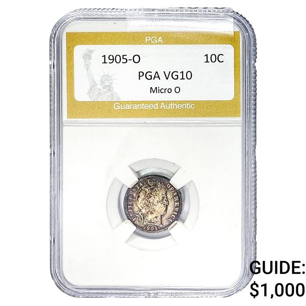 1905-O Barber Dime PGA VG10 Micro O