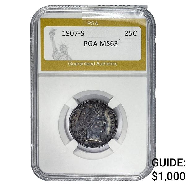 1907-S Barber Quarter PGA MS63