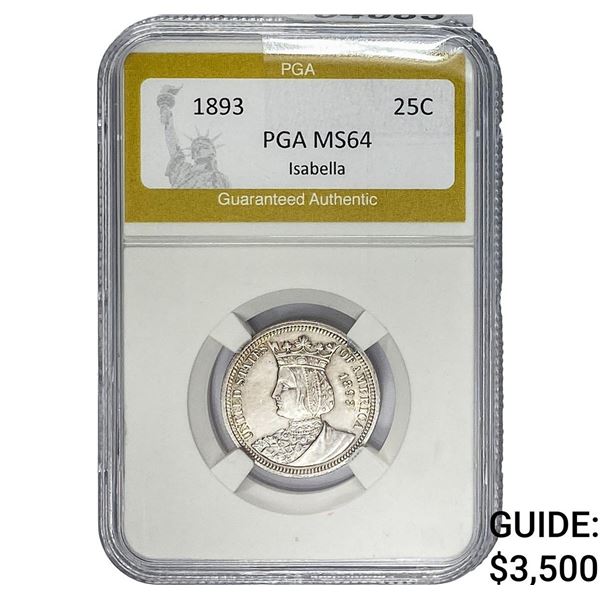 1893 Isabella Silver Quarter PGA MS64
