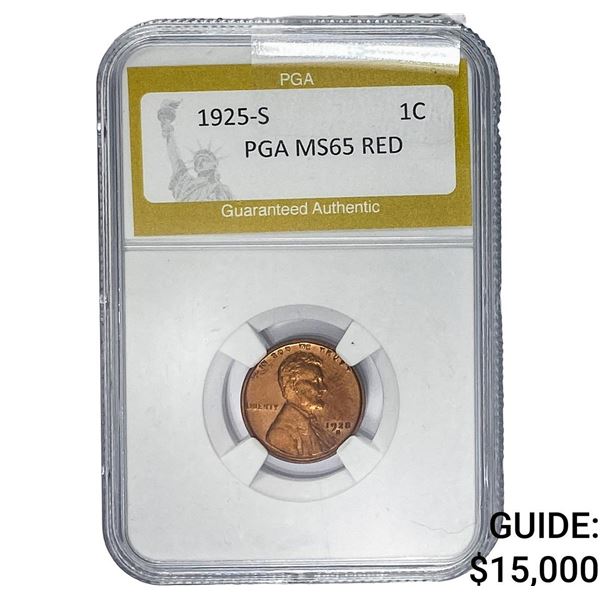 1925-S Wheat Cent PGA MS65 Red