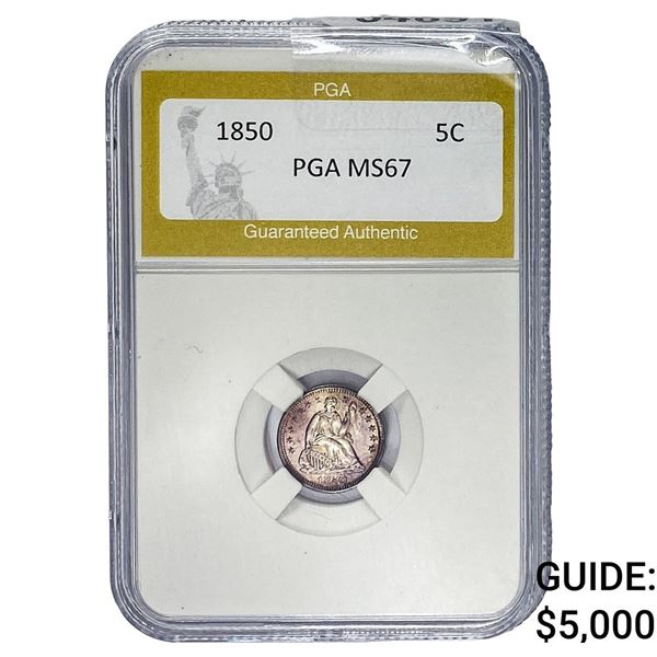 1850 Seated Liberty Half Dime PGA MS67
