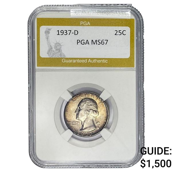 1937-D Washington Silver Quarter PGA MS67