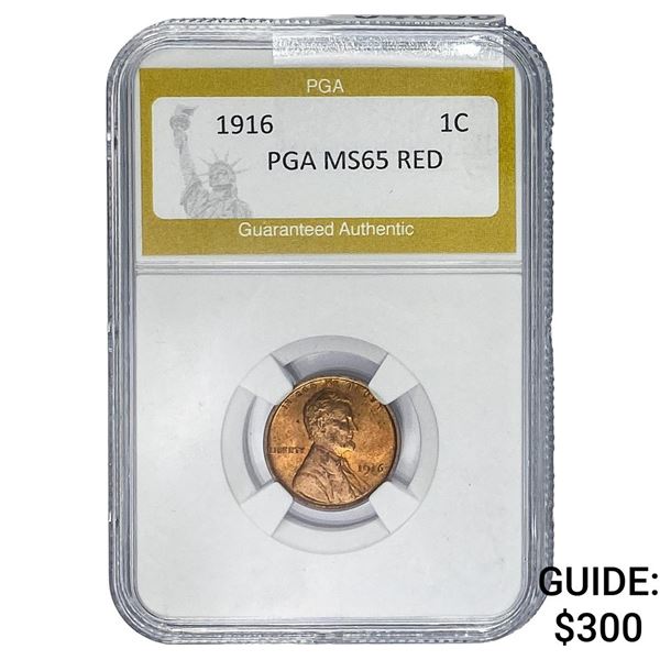 1916 Wheat Cent PGA MS65 Red
