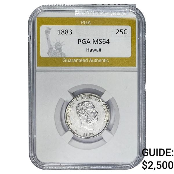 1883 Kingdom of Hawaii Quarter PGA MS64