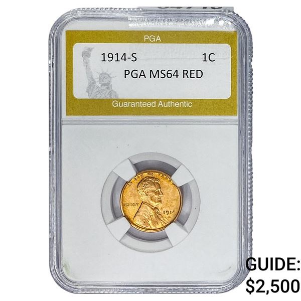 1914-S Wheat Cent PGA MS64 Red