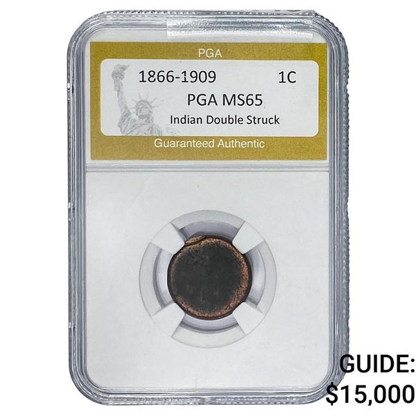 1866-1909 Indian Head Cent PGA MS65 Double Stuck