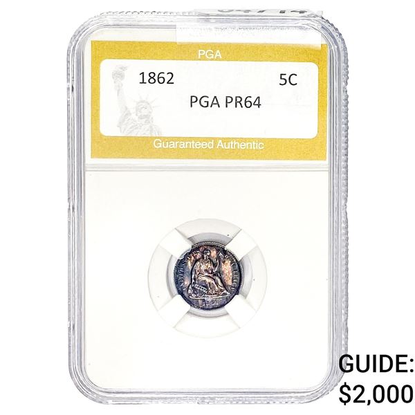 1862 Seated Liberty Half Dime PGA PR64