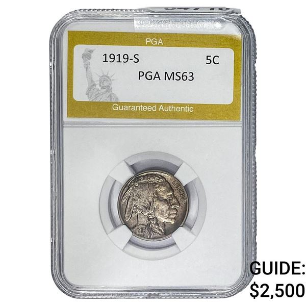 1919-S Buffalo Nickel pgs ms63