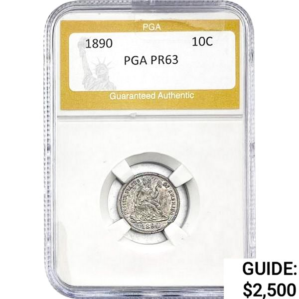 1890 Seated Liberty Dime PGA PR63