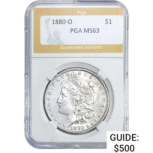 1880-O Morgan Silver Dollar PGA MS63