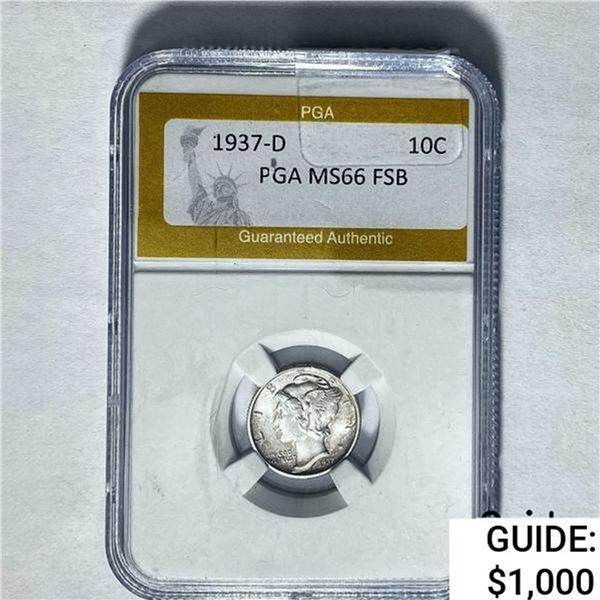1937-D Mercury Silver Dime PGA MS66 FSB