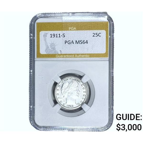 1911-S Barber Quarter PGA MS64