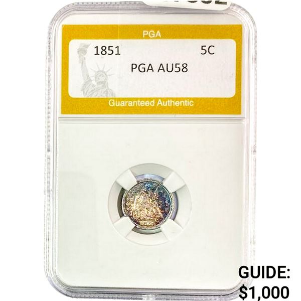 1851 Seated Liberty Half Dime PGA AU58