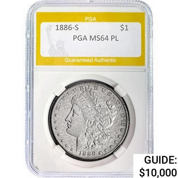 1886-S Morgan Silver Dollar PGA MS64 PL