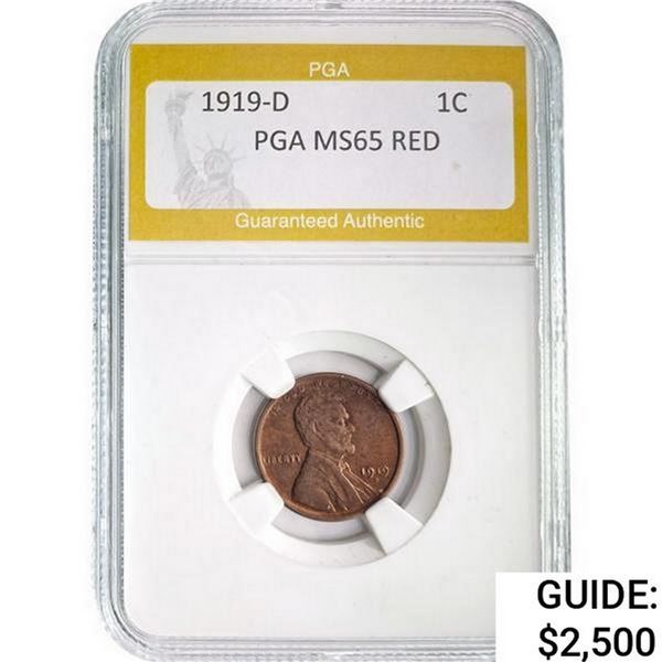 1919-D Wheat Cent PGA MS65 Red