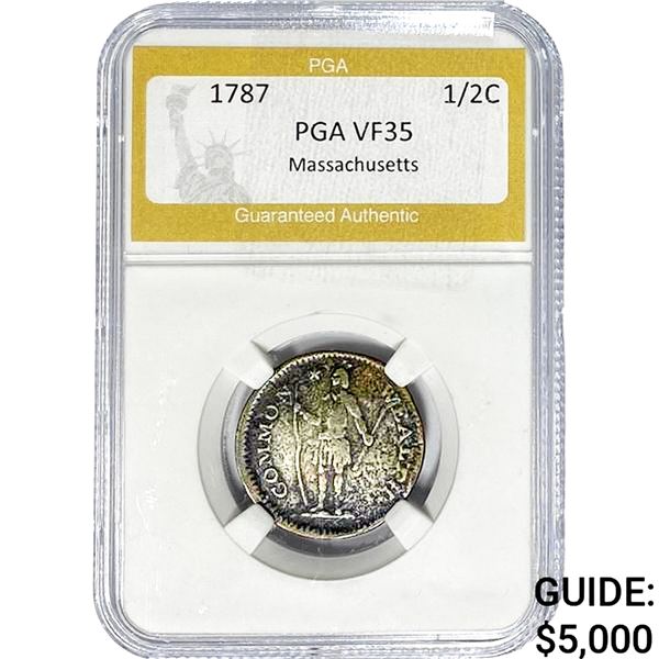 1787 Massachusetts Half Cent PGA VF35
