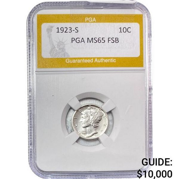 1923-S Mercury Silver Dime PGA MS65 FSB