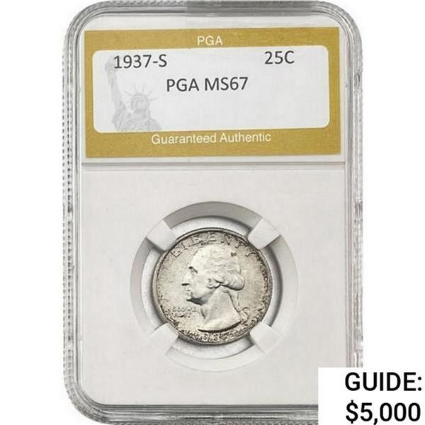 1937-S Washington Silver Quarter PGA MS67