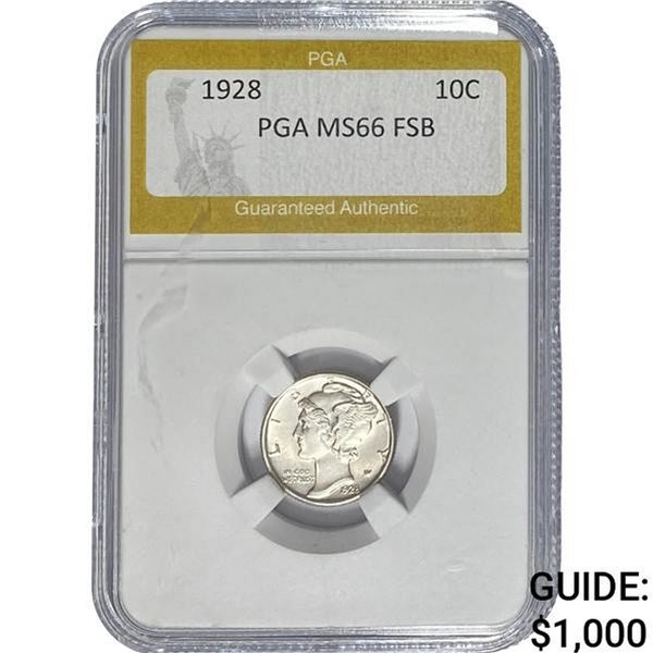 1928 Mercury Silver Dime PGA MS66 FSB