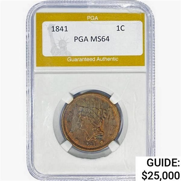 1841 Braided Hair Large Cent PGA MS64