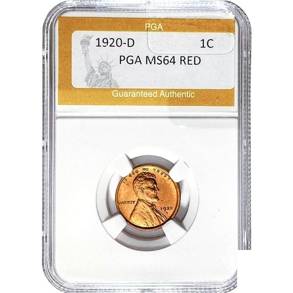 1920-D Wheat Cent PGA MS64 Red