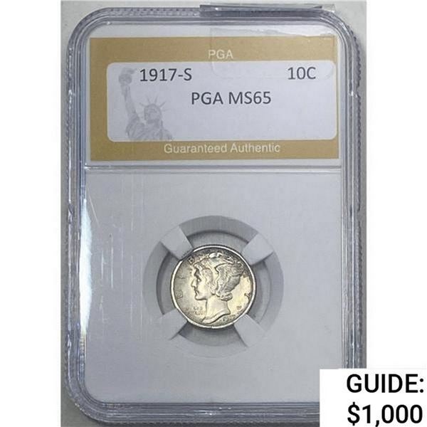 1917-S Mercury Silver Dime PGA MS65