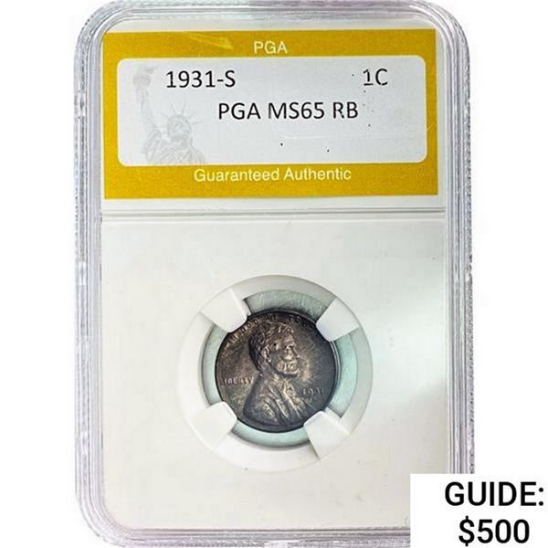 1931-S Wheat Cent PGA MS65 RB
