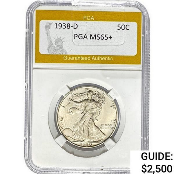 1938-D Walking Liberty Half Dollar PGA MS65+