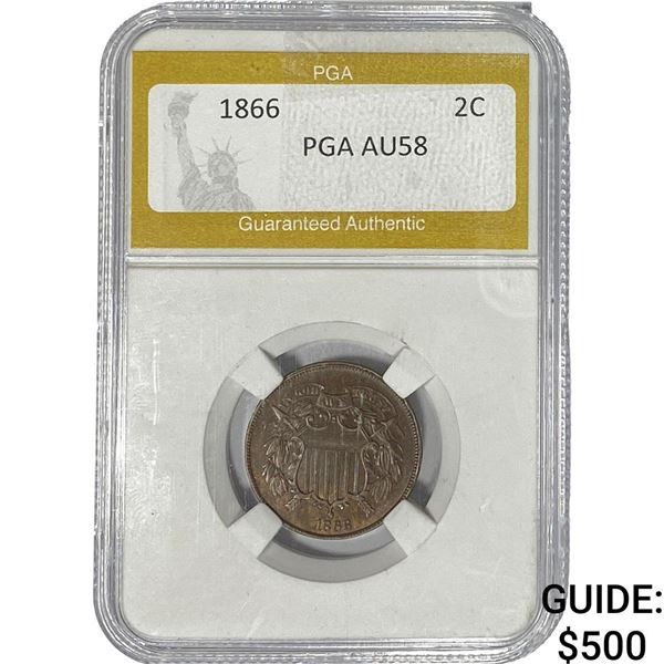 1866 Two Cent Piece PGA AU58