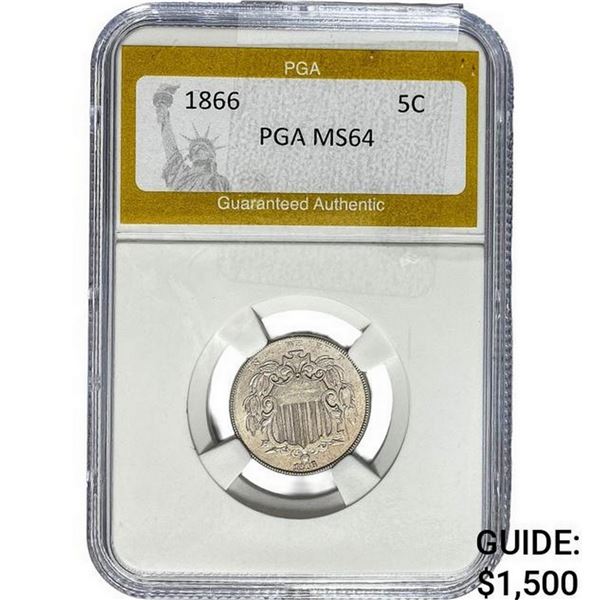 1866 Shield Nickel PGA MS64