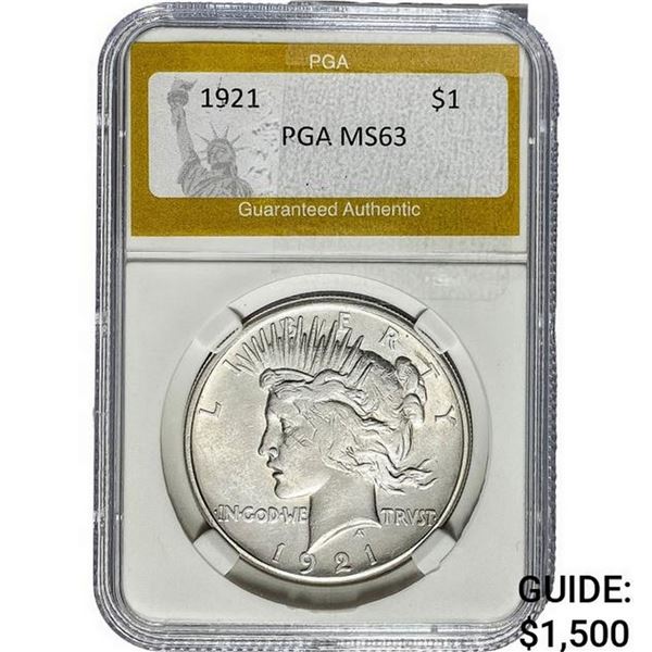 1921 Silver Peace Dollar PGA MS63