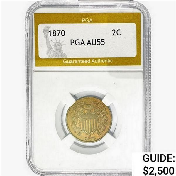 1870 Two Cent Piece PGA AU55
